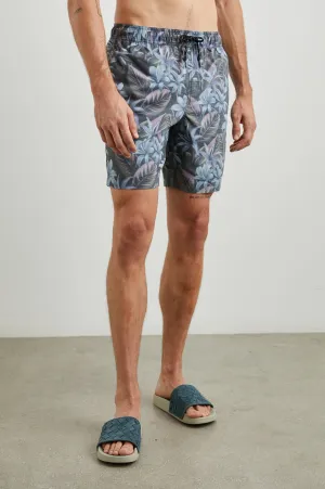 KIAN SWIM SHORT - JUNGLE GARDEN MIDNIGHT Rails