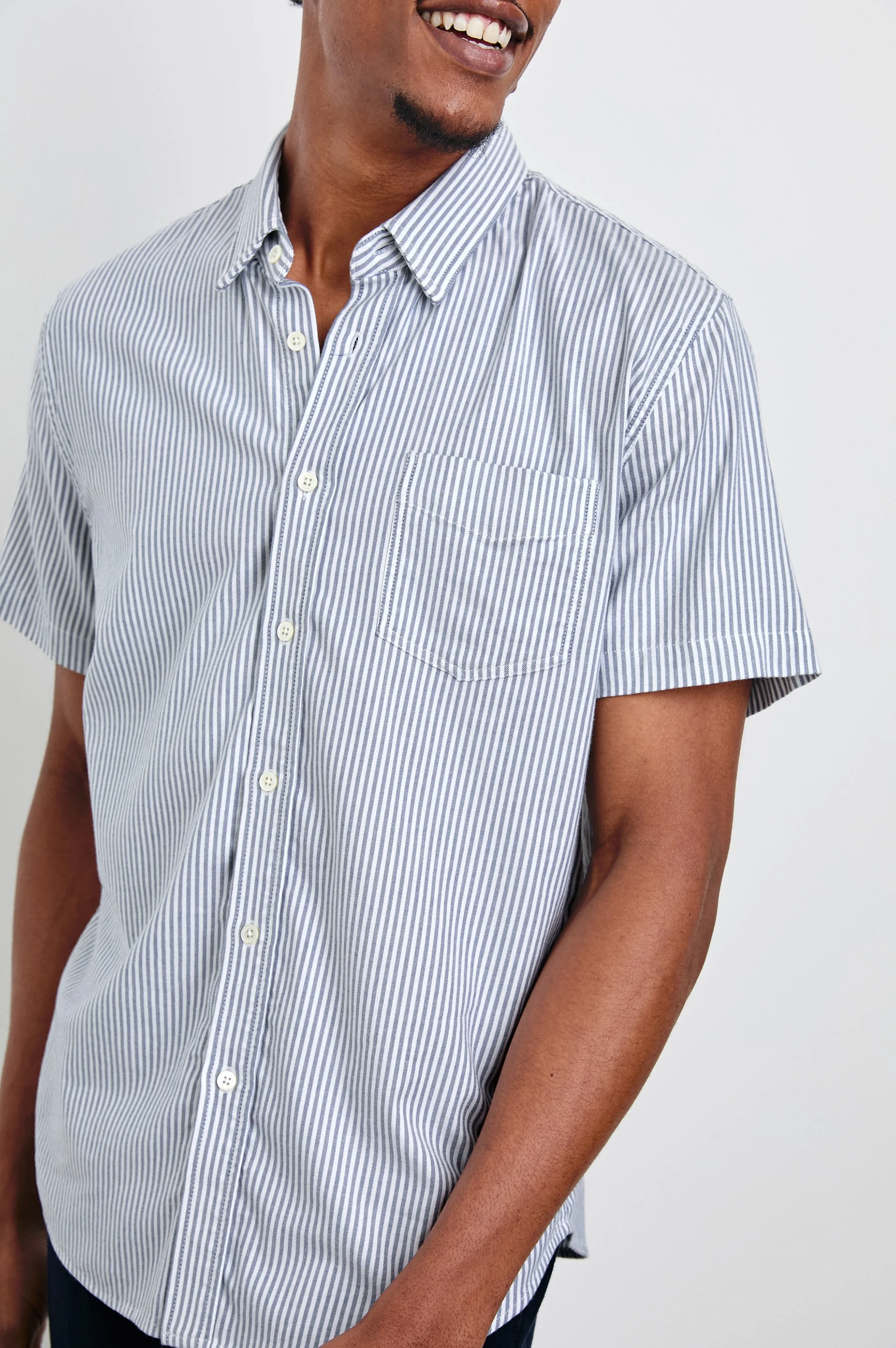 KIEREN SHIRT - BLUE WHITE STRIPE Rails