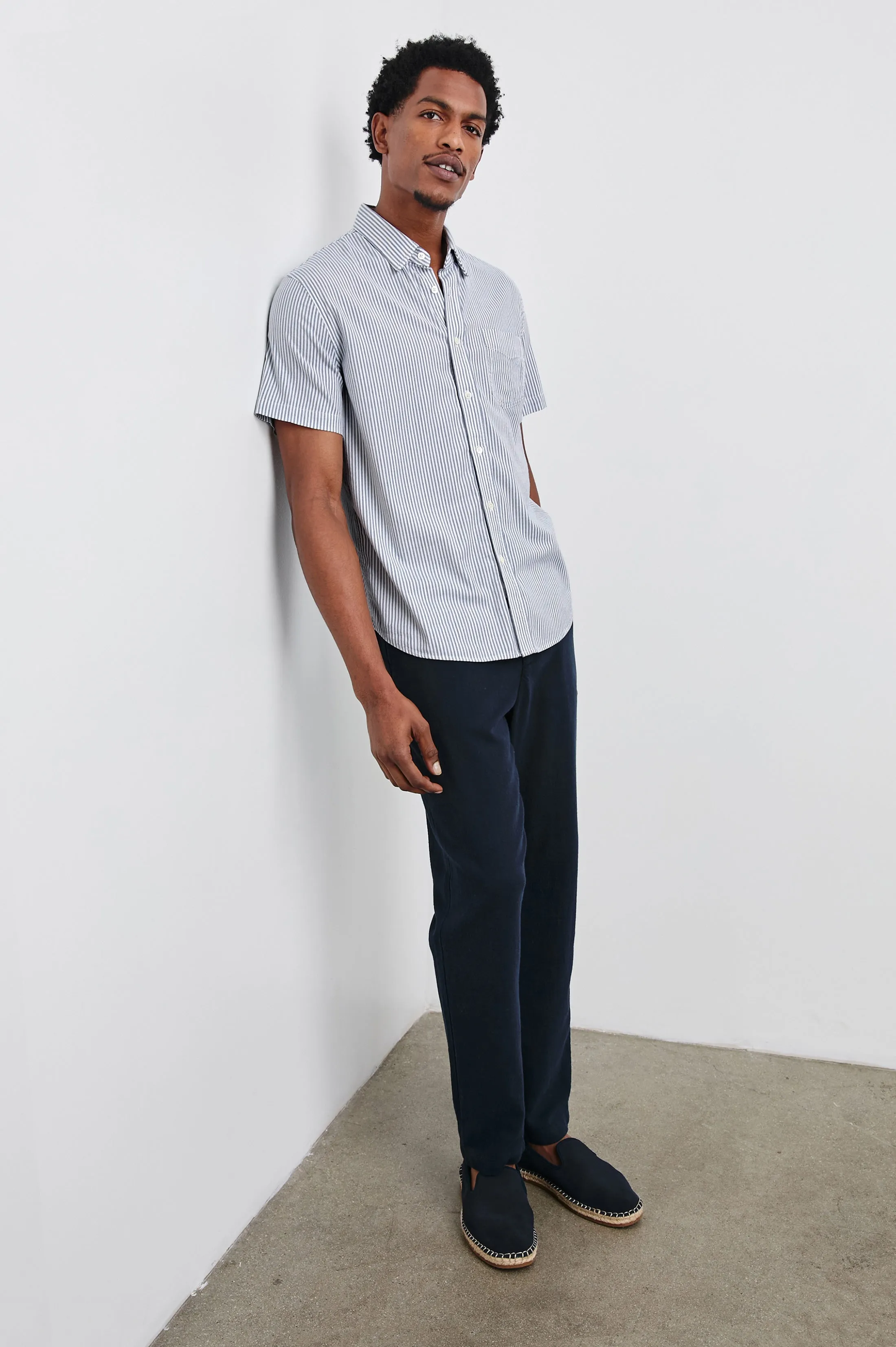 KIEREN SHIRT - BLUE WHITE STRIPE Rails