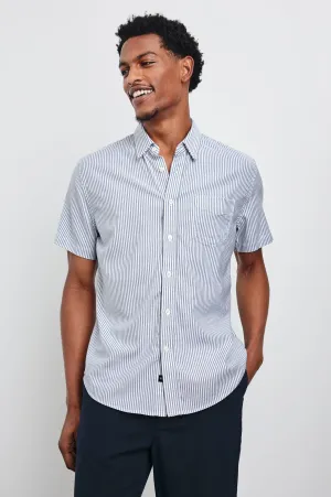 KIEREN SHIRT - BLUE WHITE STRIPE Rails