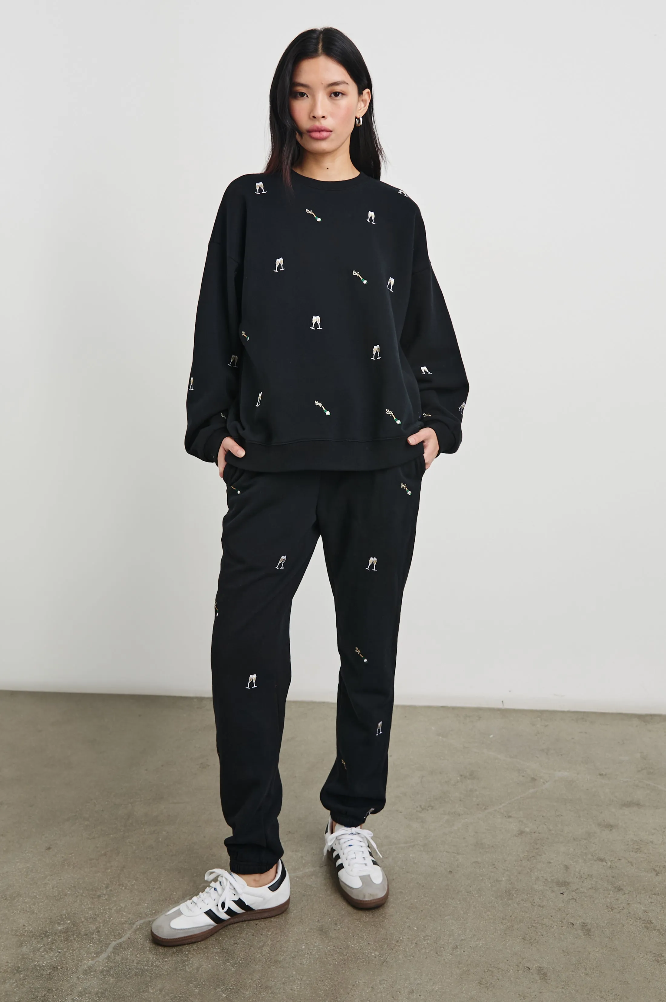 KINGSTON PANT - BLACK CHAMPAGNE EMBROIDERY Rails