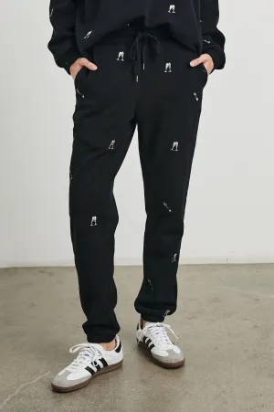 KINGSTON PANT - BLACK CHAMPAGNE EMBROIDERY Rails