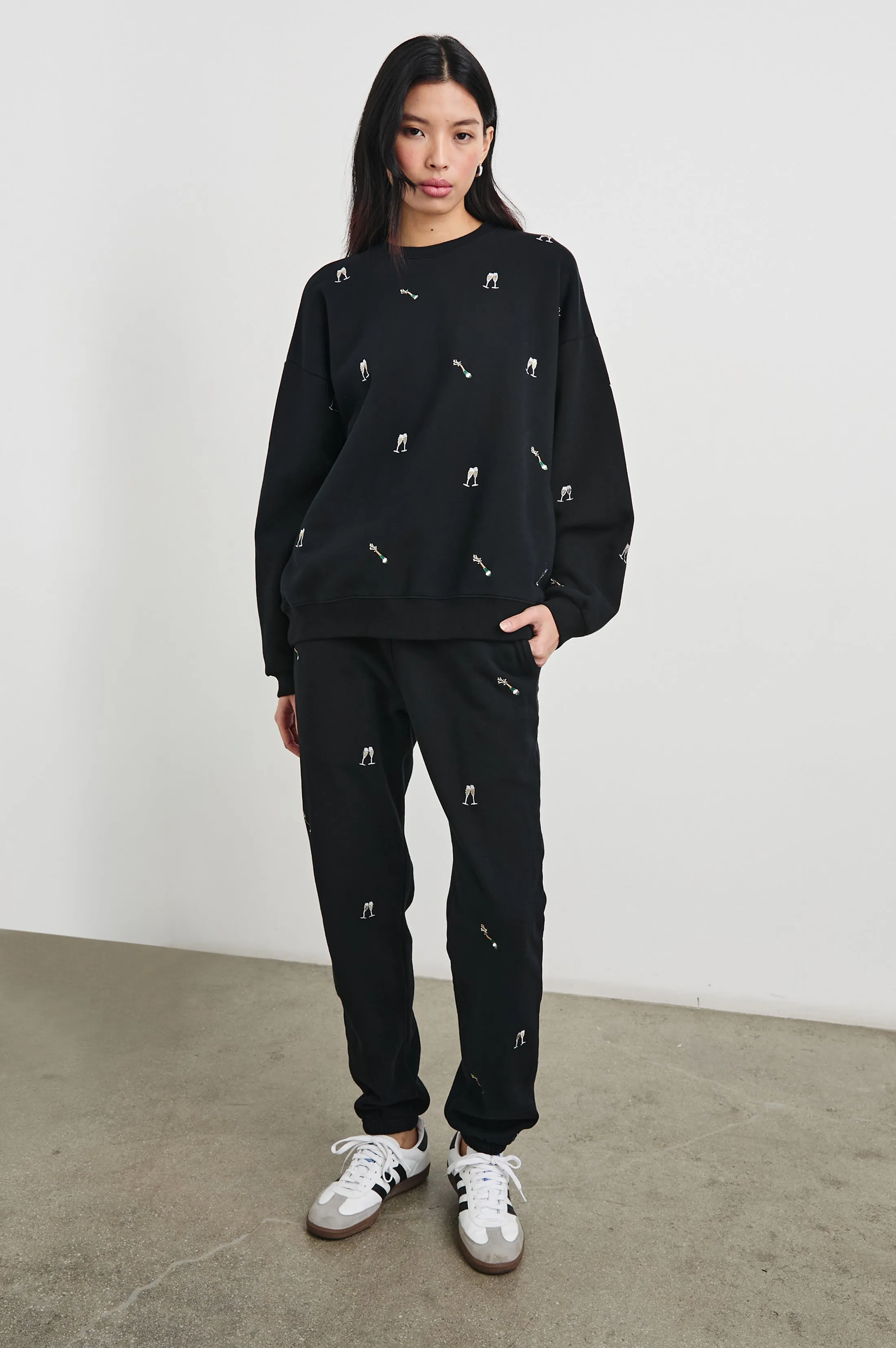 KINGSTON PANT - BLACK CHAMPAGNE EMBROIDERY Rails