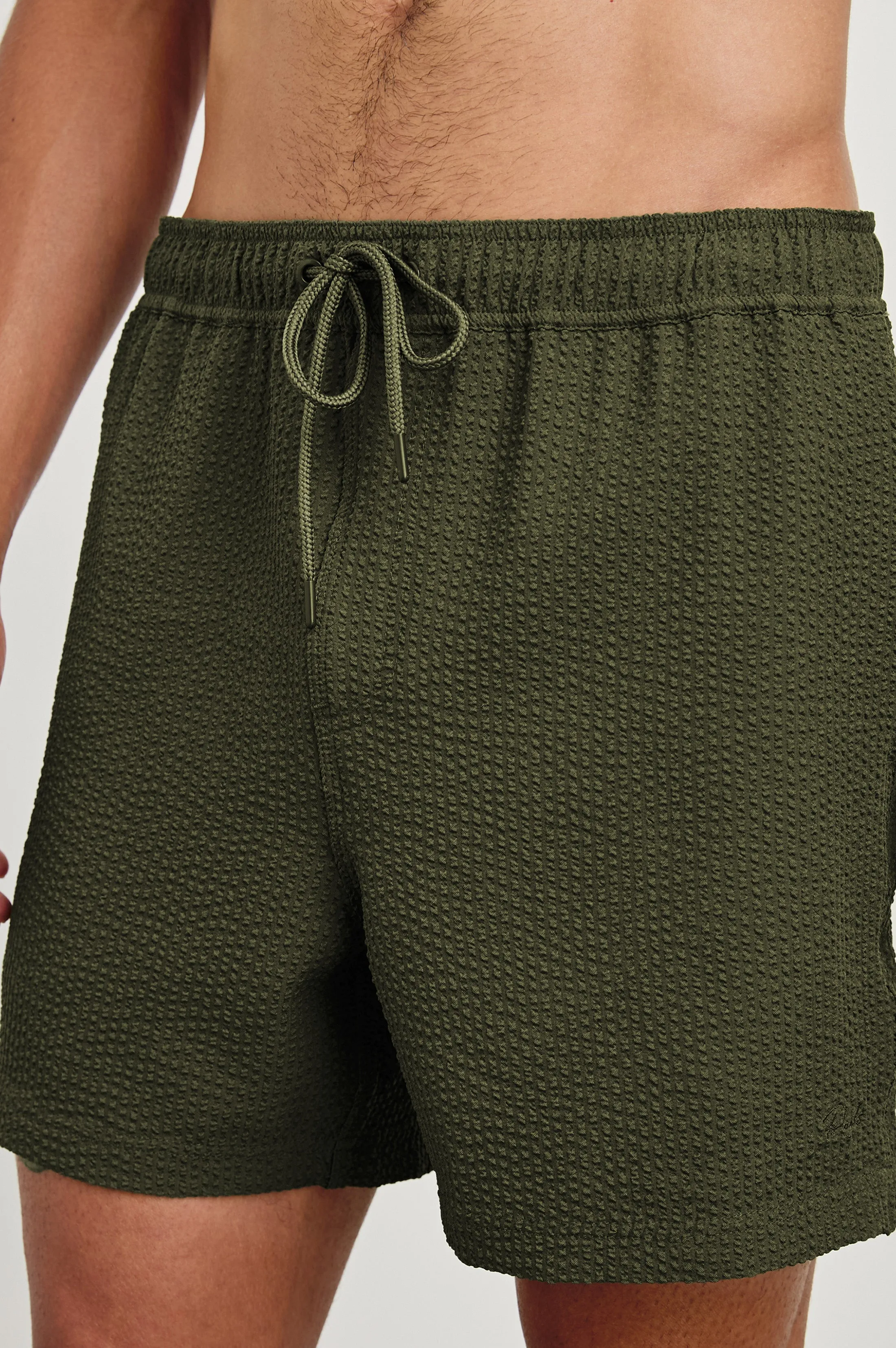 LA BREA SWIM SHORT - OLIVE SEERSUCKER Rails
