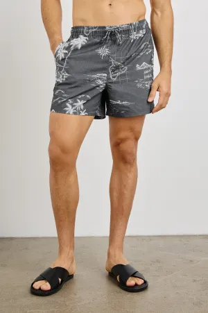 LA BREA SWIM SHORT - PARADISE WASHED BLACK Rails