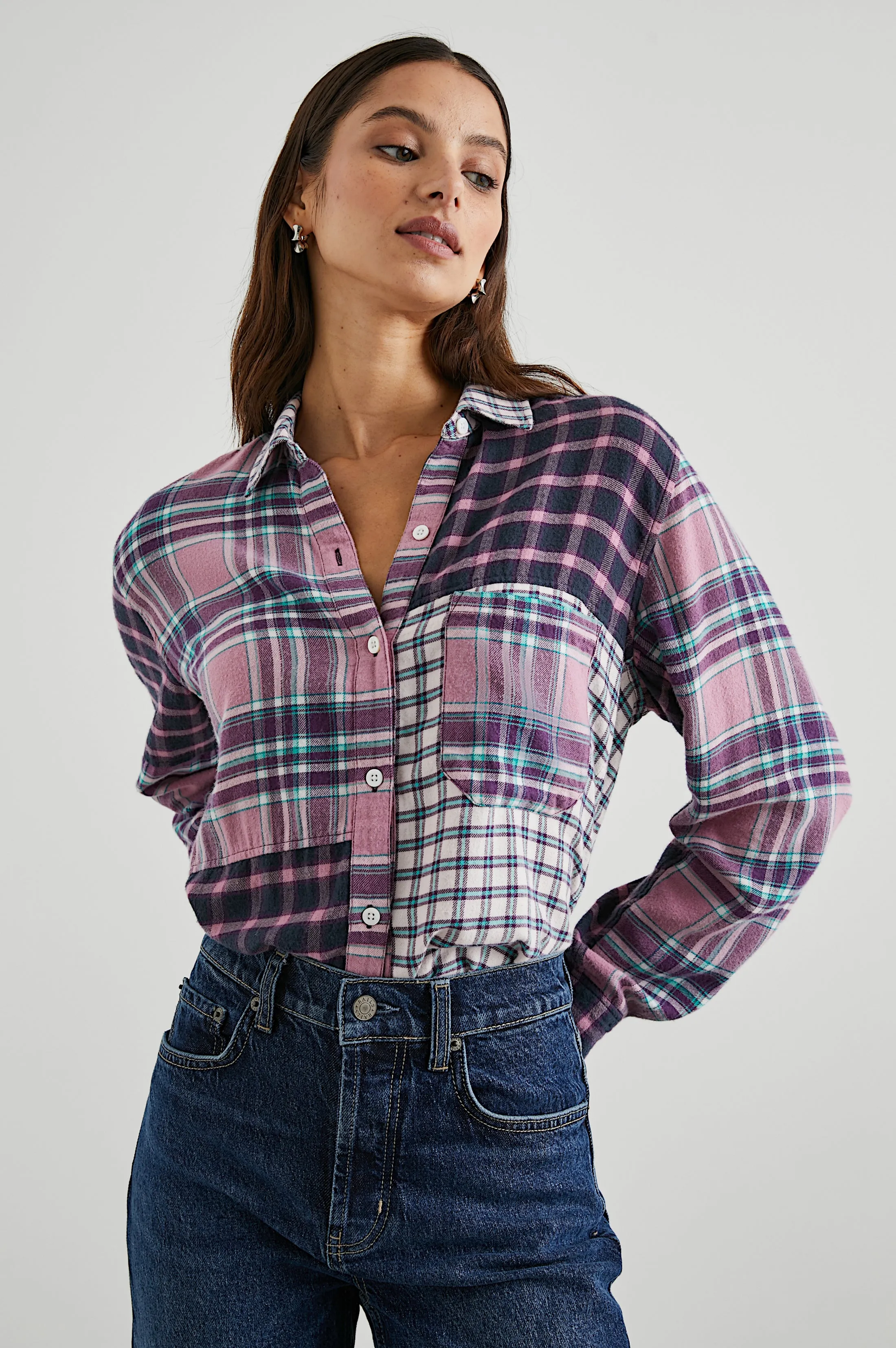 LAKIN SHIRT - ROSE AGAVE 
MIXED PLAID Rails