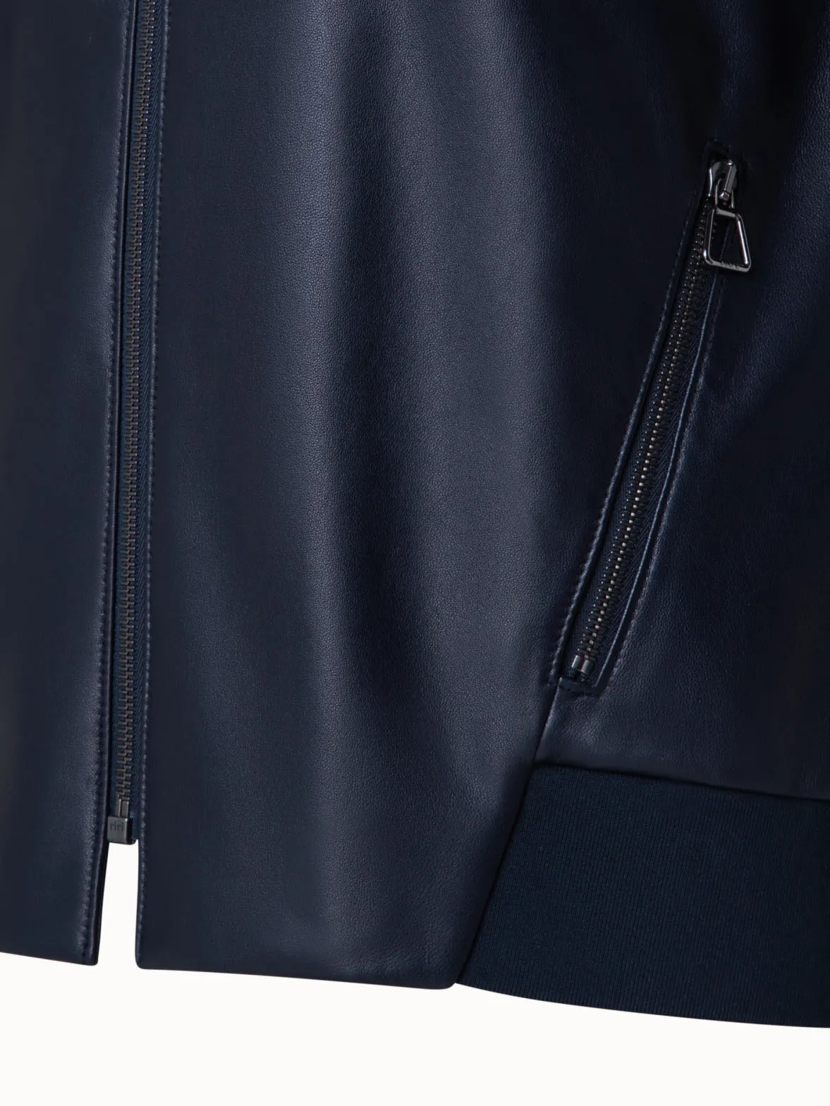 Lamb Nappa Leather Bomber Jacket Akris