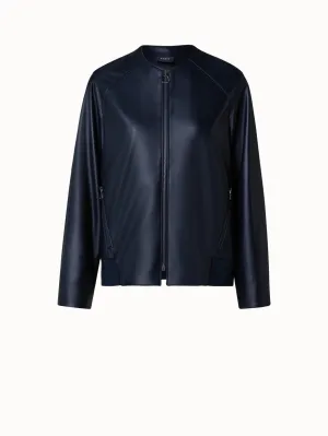 Lamb Nappa Leather Bomber Jacket Akris