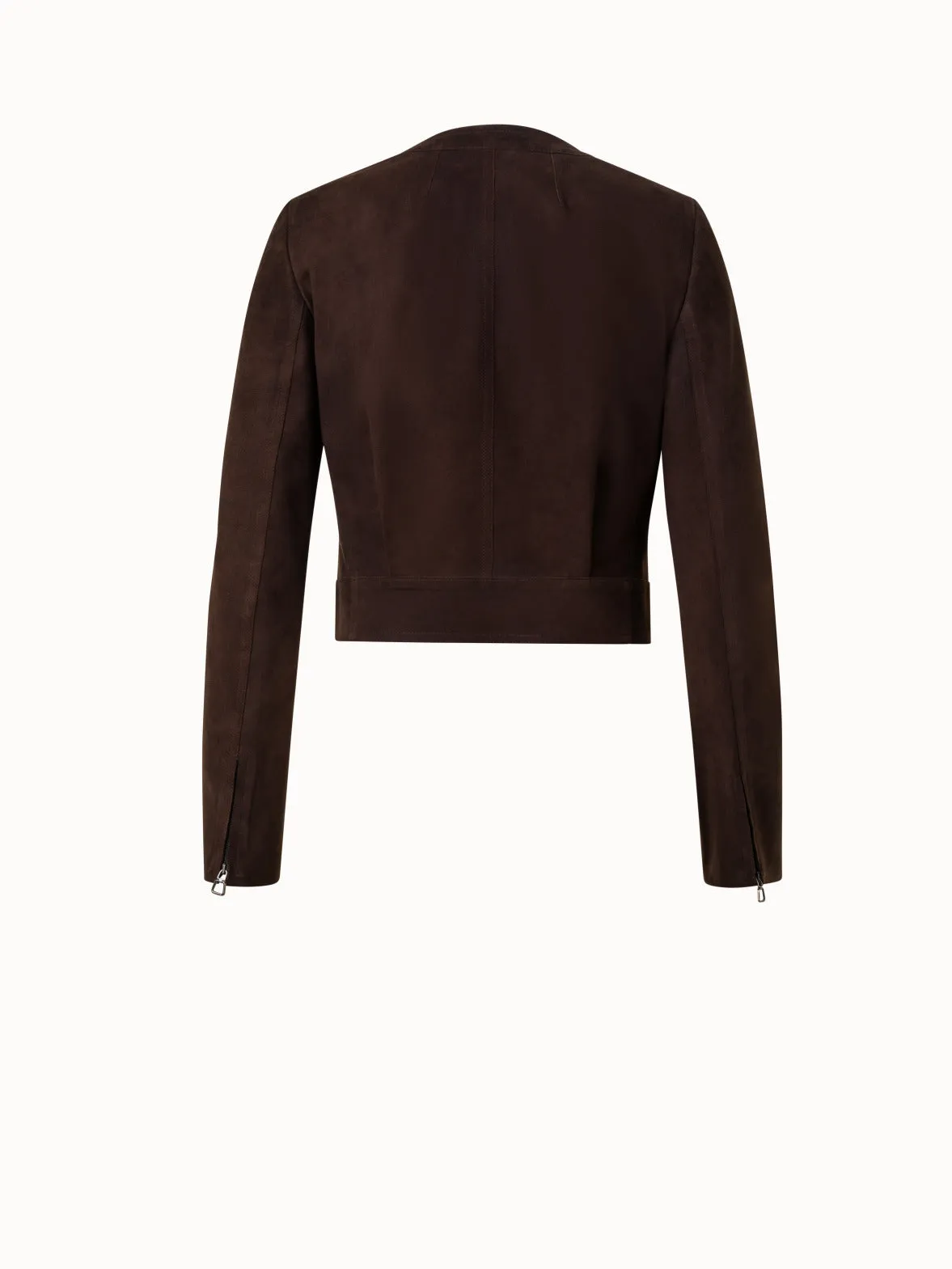 Lambskin Suede Short Jacket Akris