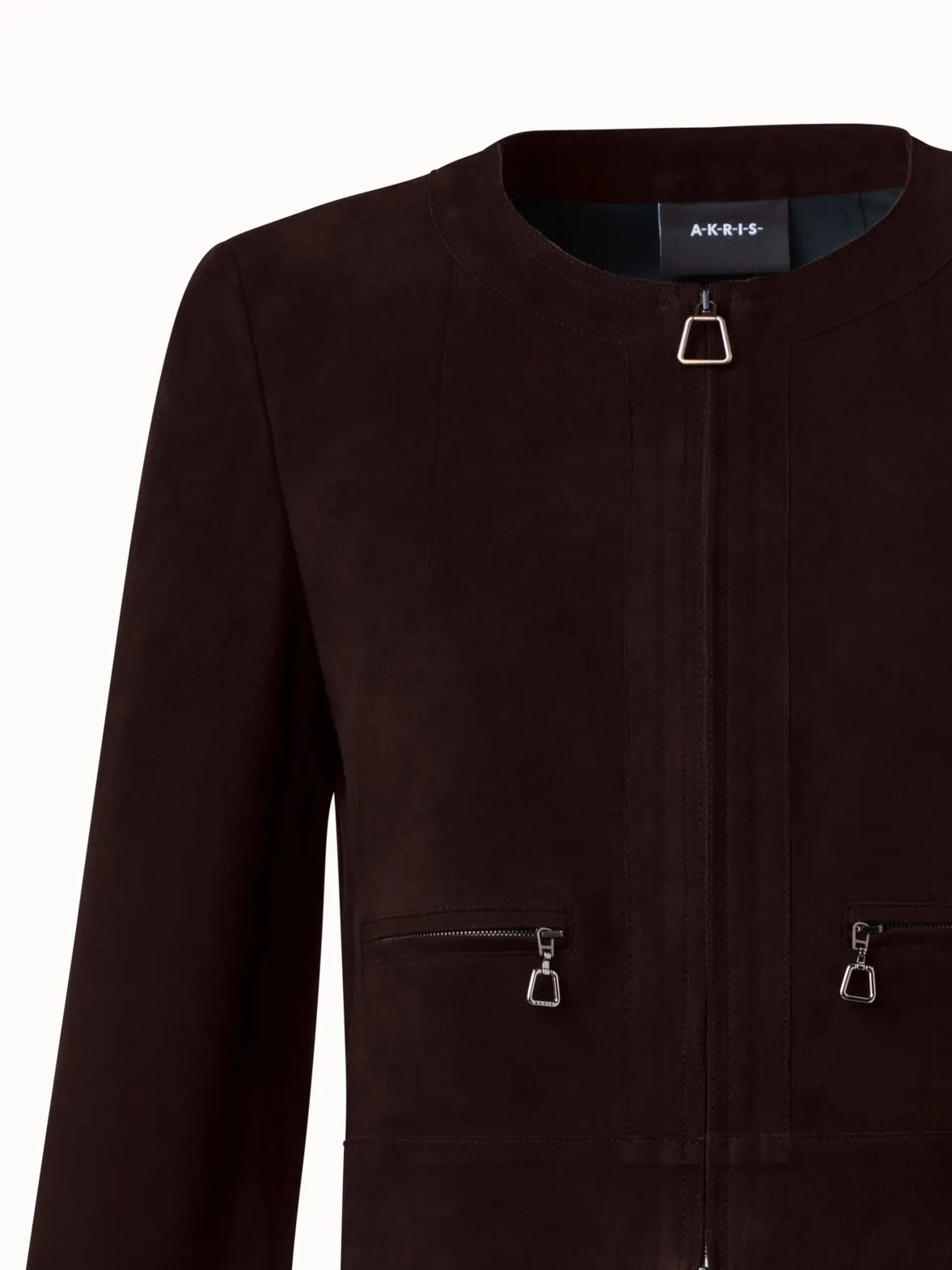Lambskin Suede Short Jacket Akris