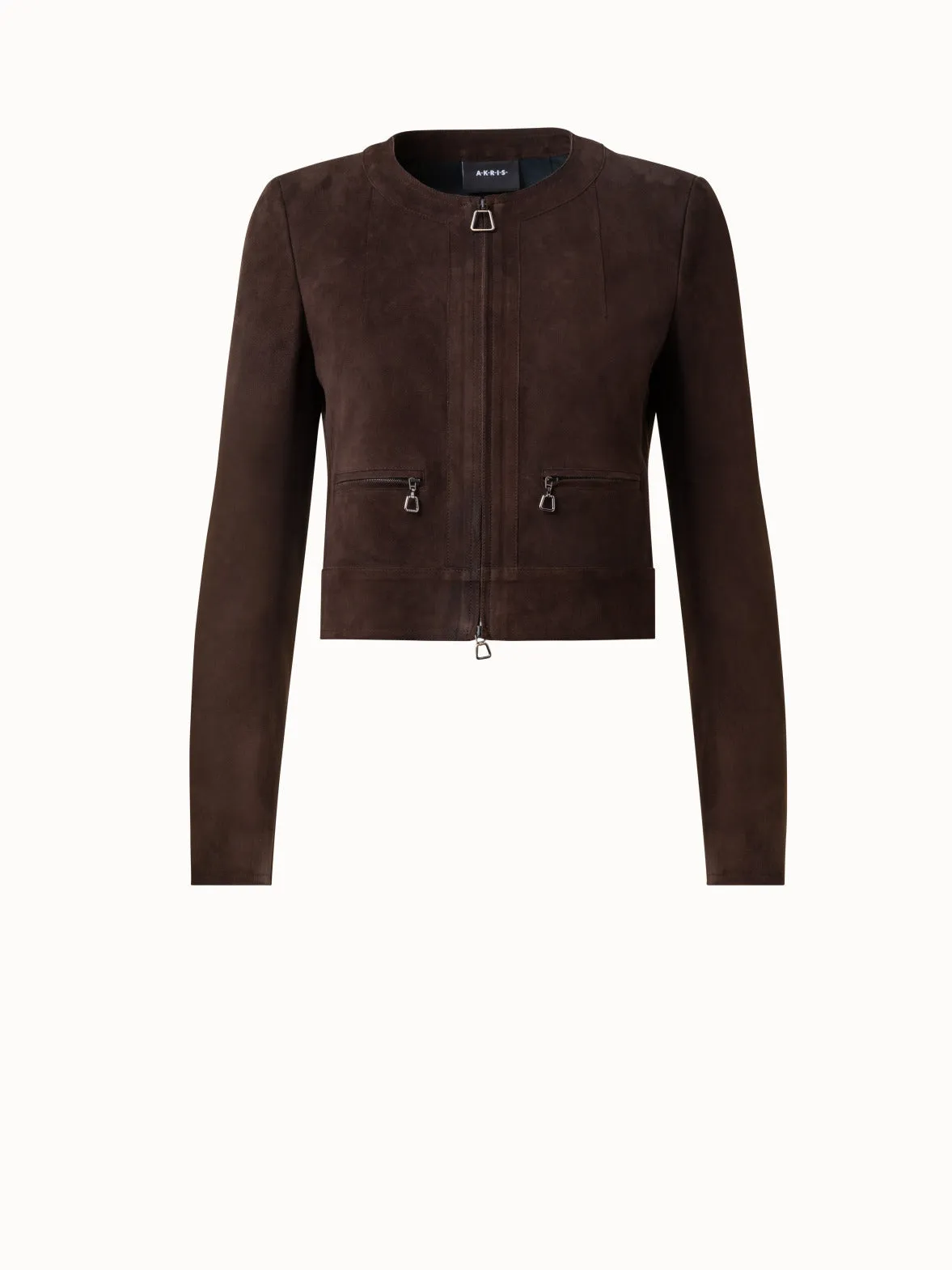 Lambskin Suede Short Jacket Akris