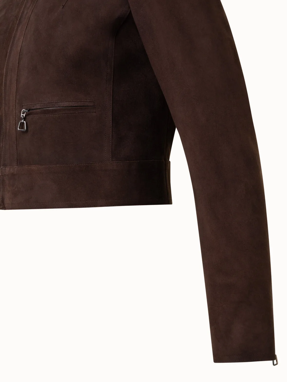 Lambskin Suede Short Jacket Akris