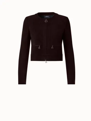Lambskin Suede Short Jacket Akris