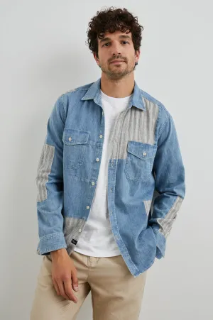 LARSEN SHIRT - MEDIUM INDIGO PATCHWORK Rails
