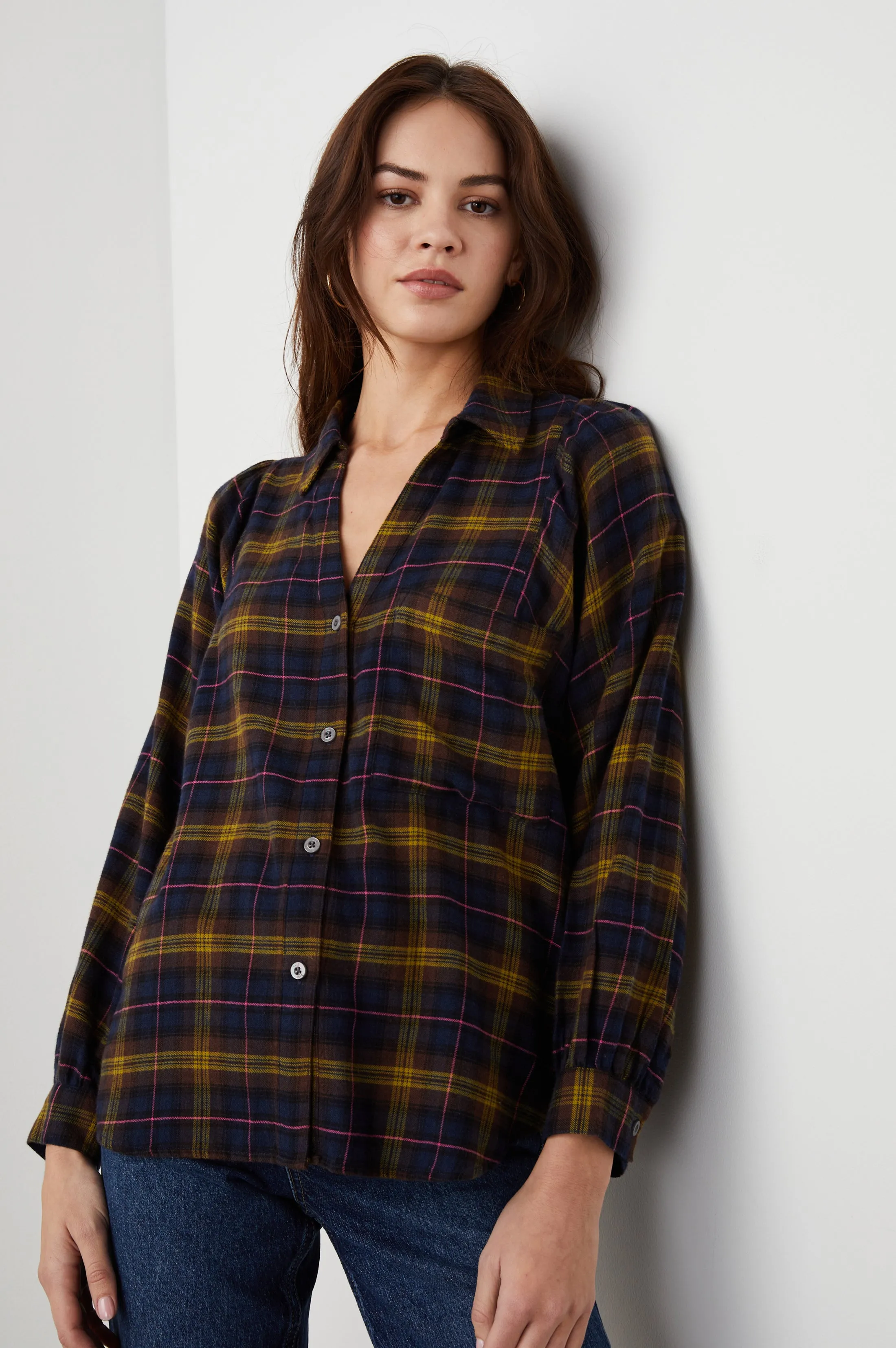 LAUREN SHIRT - NAVY HAZELNUT PINK Rails