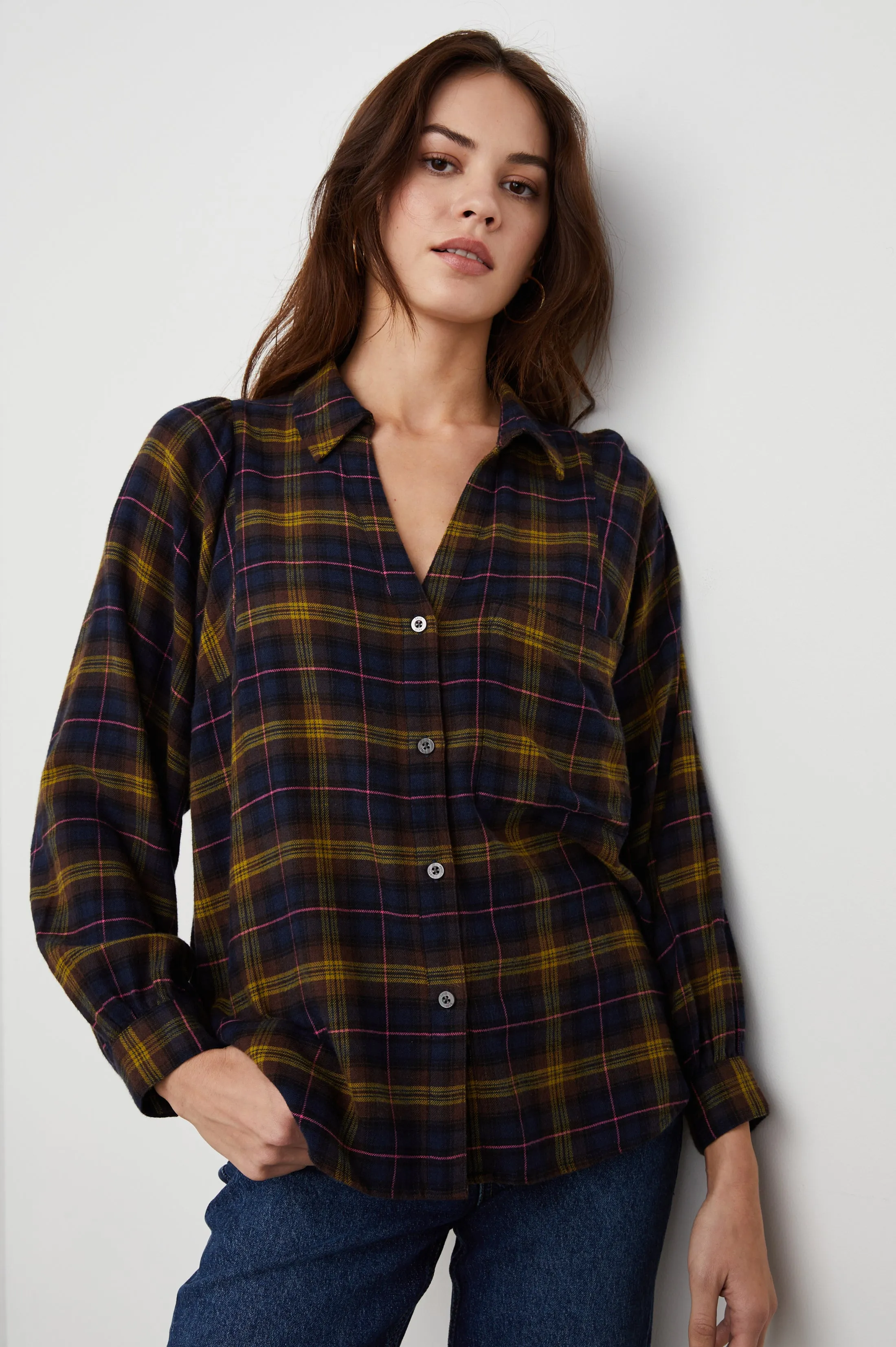 LAUREN SHIRT - NAVY HAZELNUT PINK Rails