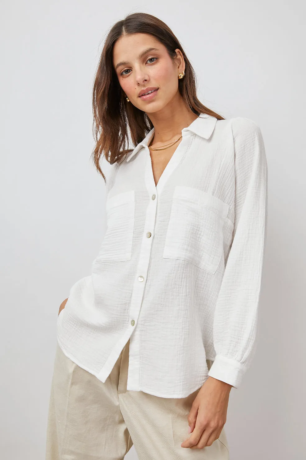 LAUREN SHIRT - WHITE Rails