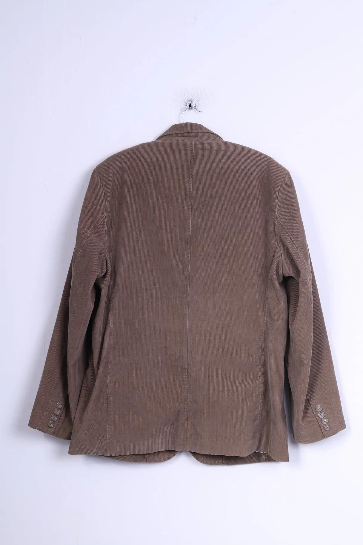 Le Shark Mens XL Jacket Brown Corduroy Cotton Shoulder Pads Single Breasted