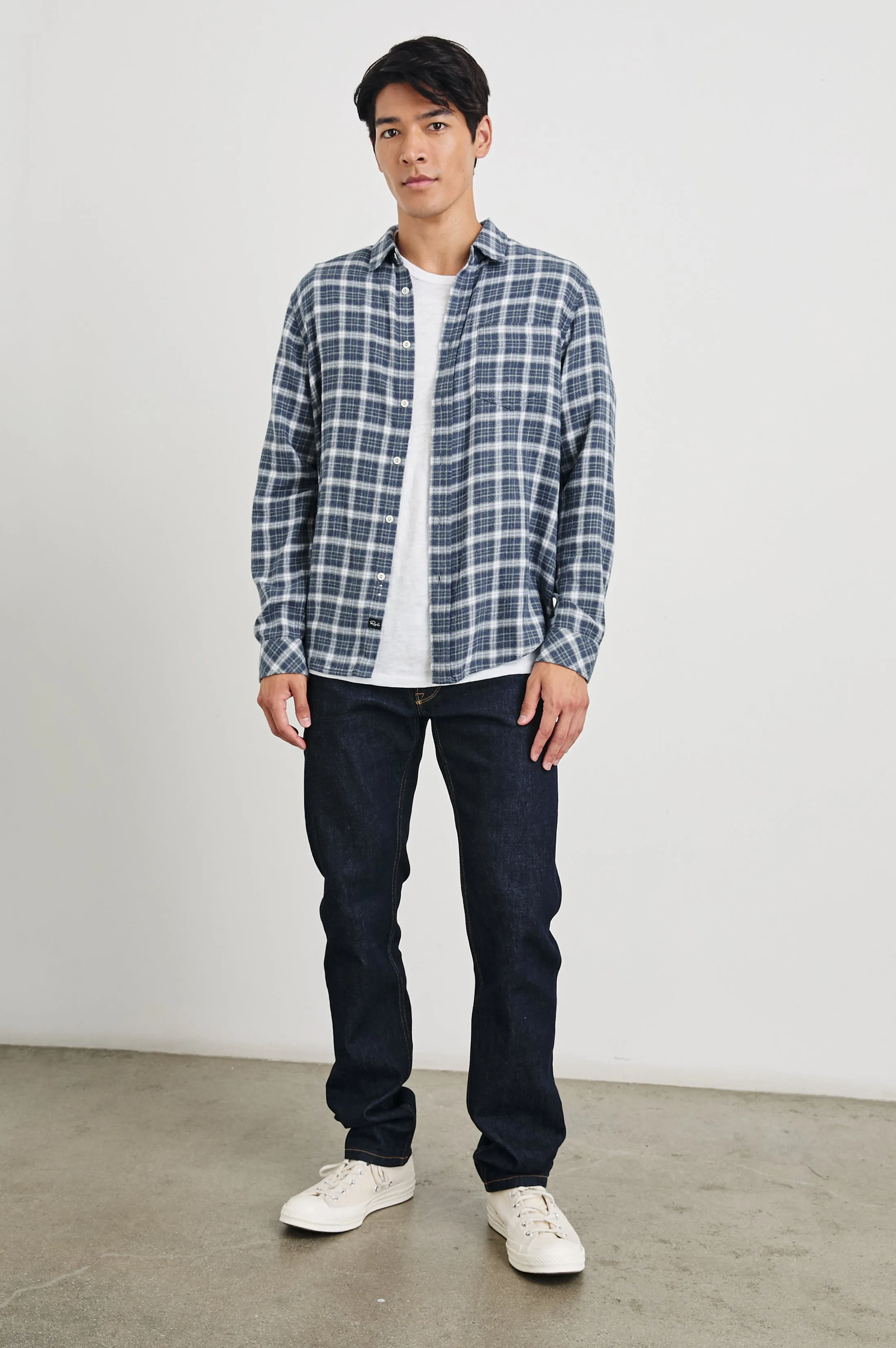 LENNOX SHIRT - DENIM WHITE GREY Rails