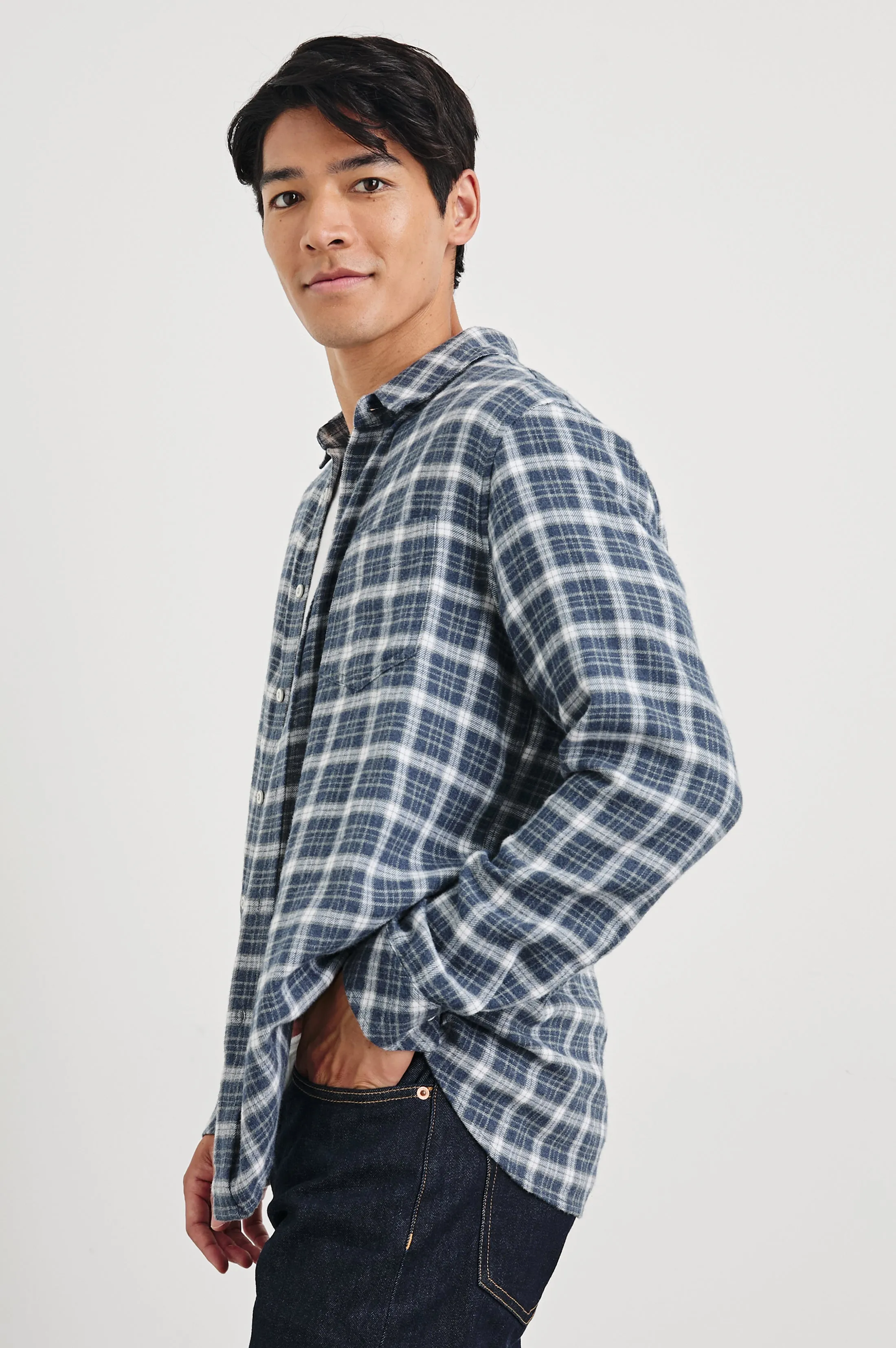 LENNOX SHIRT - DENIM WHITE GREY Rails
