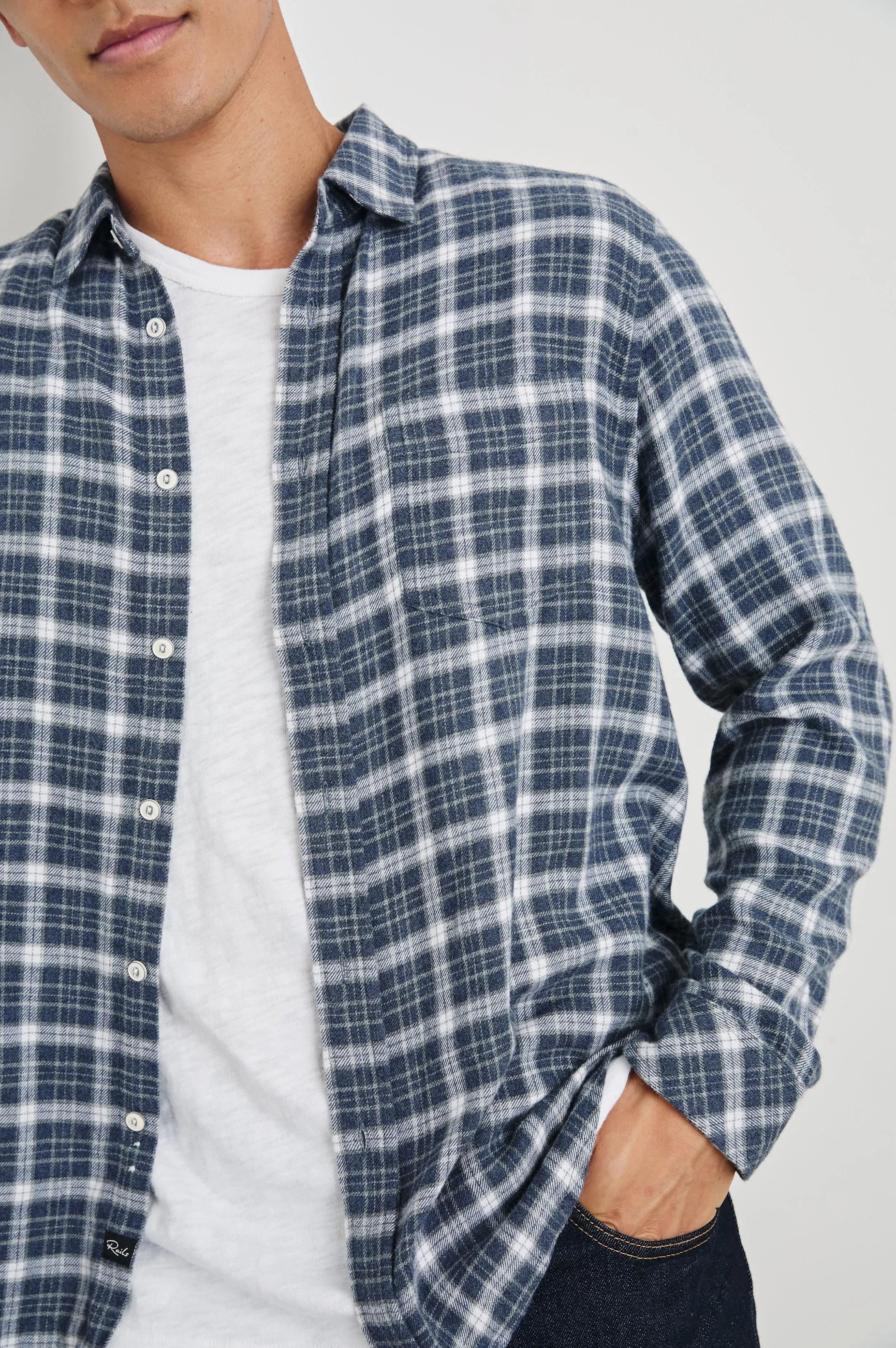 LENNOX SHIRT - DENIM WHITE GREY Rails