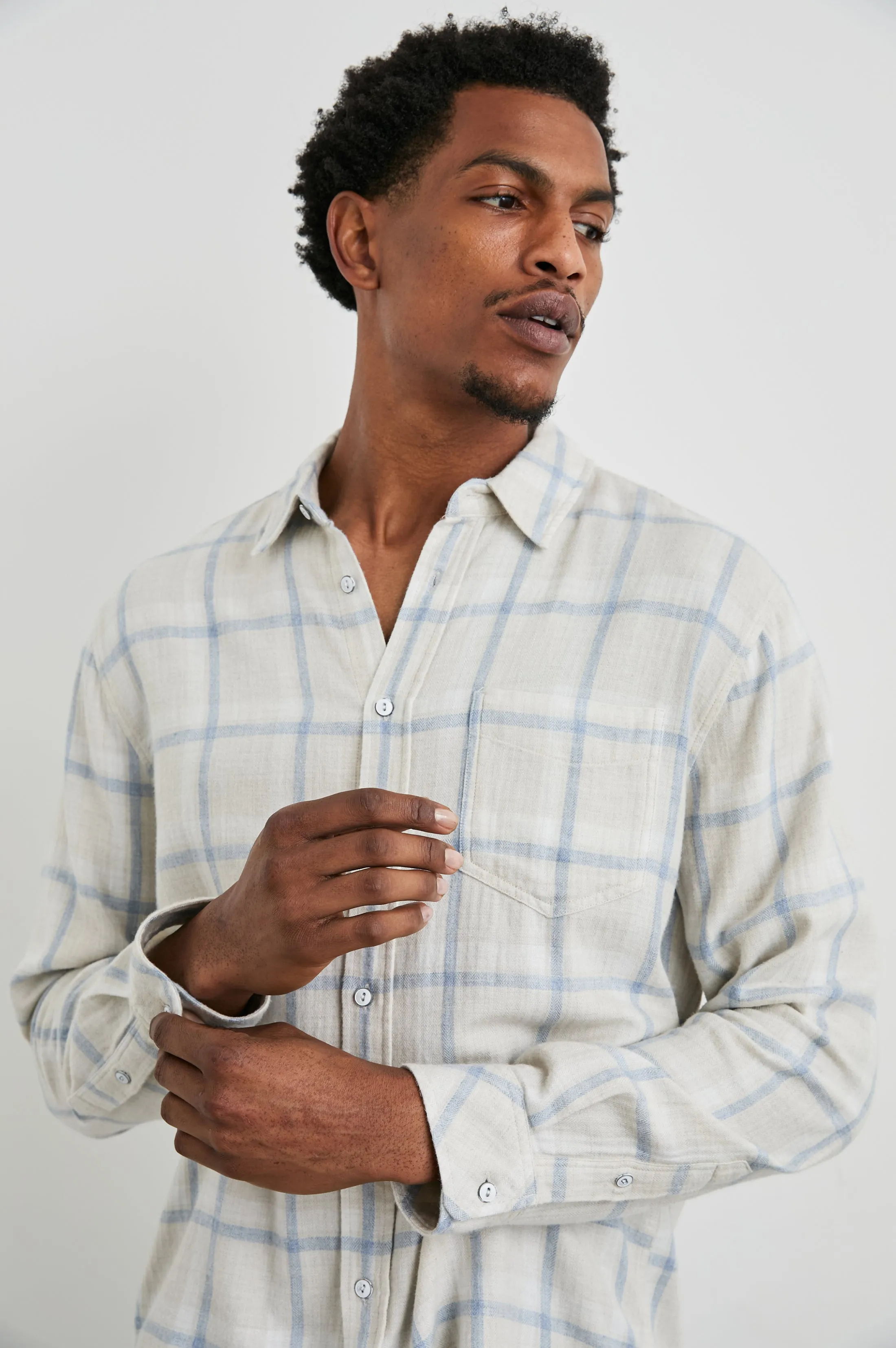 LENNOX SHIRT - PARCHMENT SKY MELANGE Rails