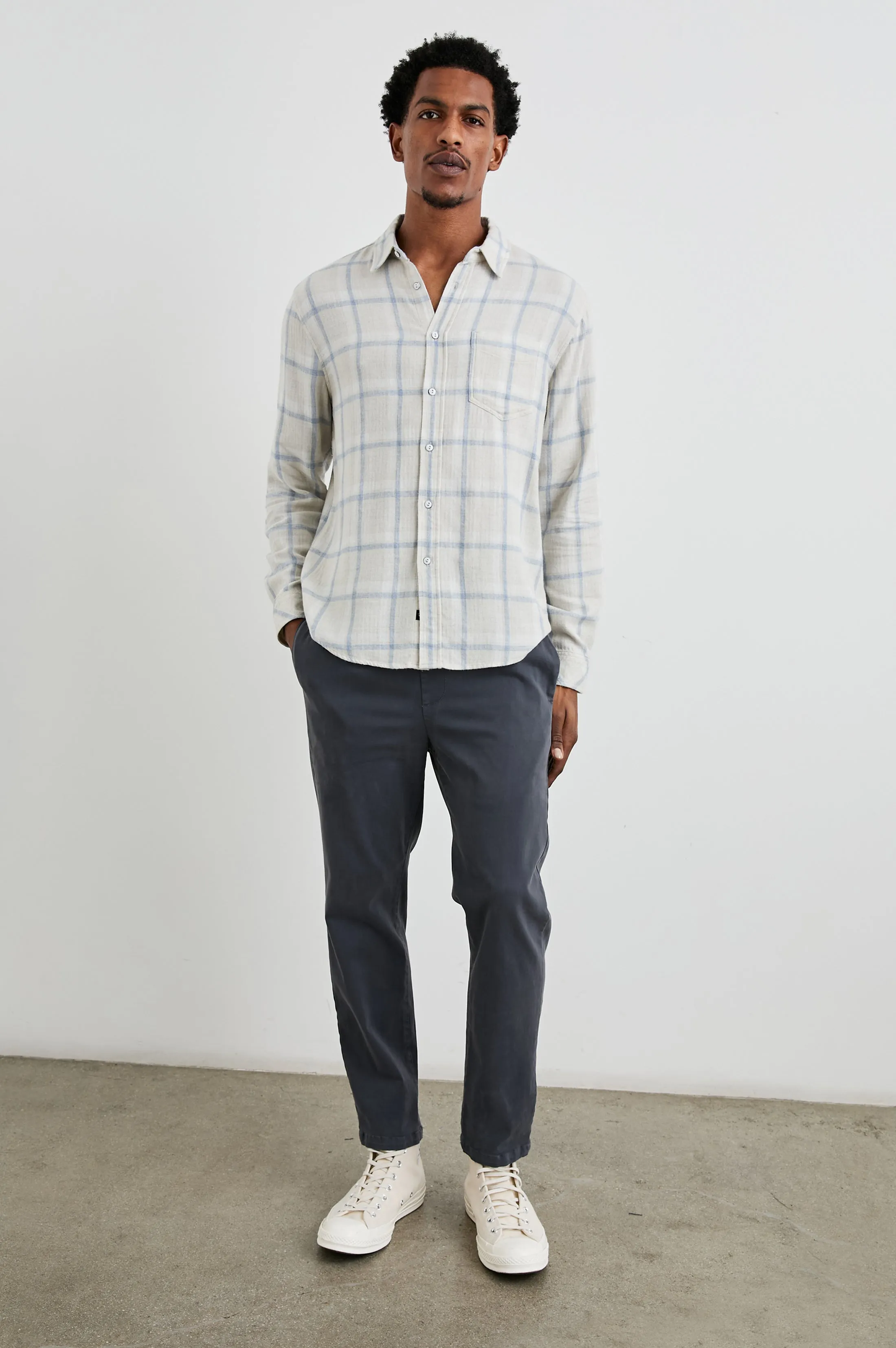 LENNOX SHIRT - PARCHMENT SKY MELANGE Rails