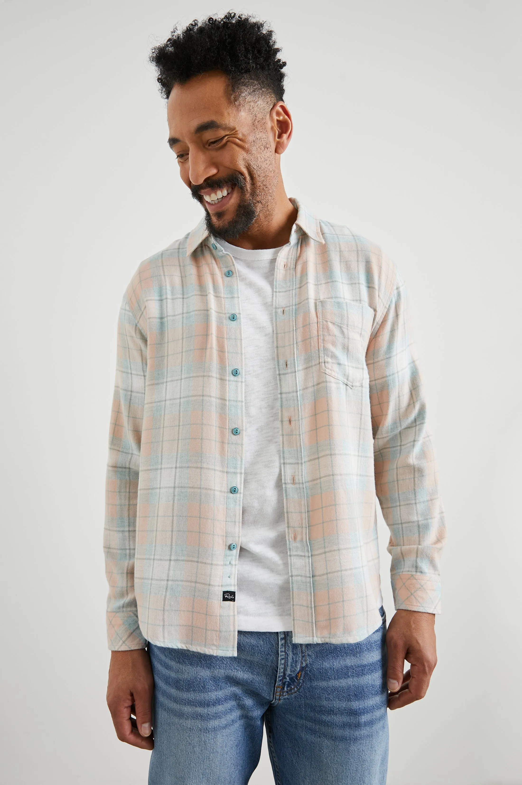 LENNOX SHIRT - TEAL CANTELOUPE MELANGE Rails