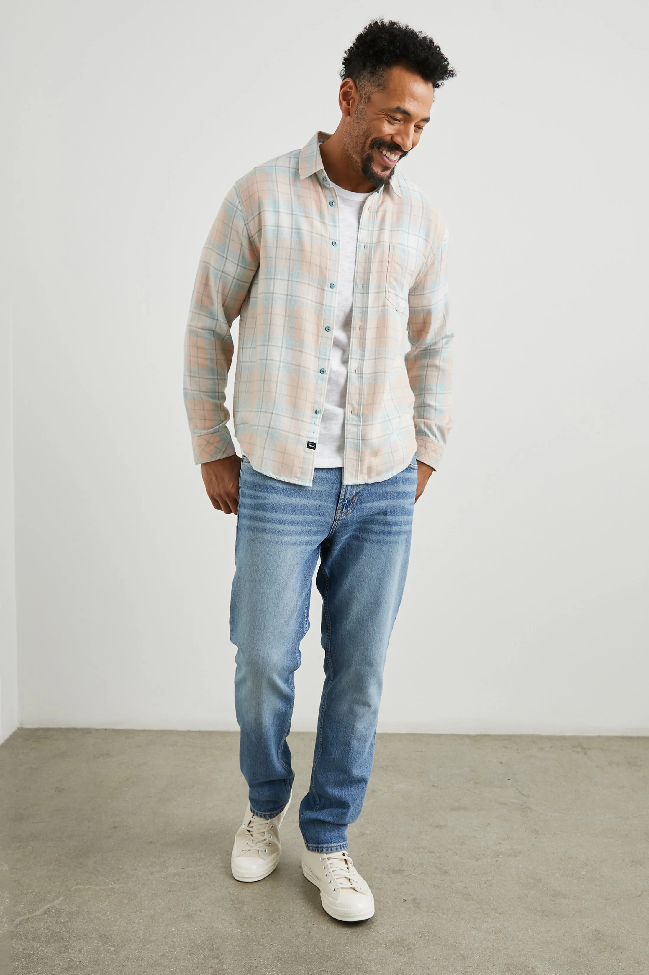LENNOX SHIRT - TEAL CANTELOUPE MELANGE Rails