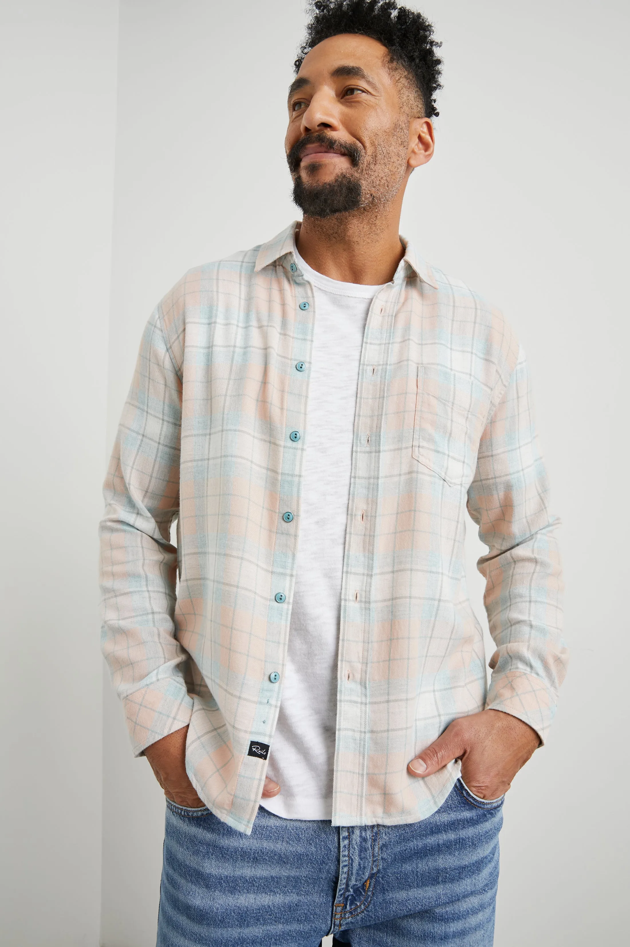 LENNOX SHIRT - TEAL CANTELOUPE MELANGE Rails