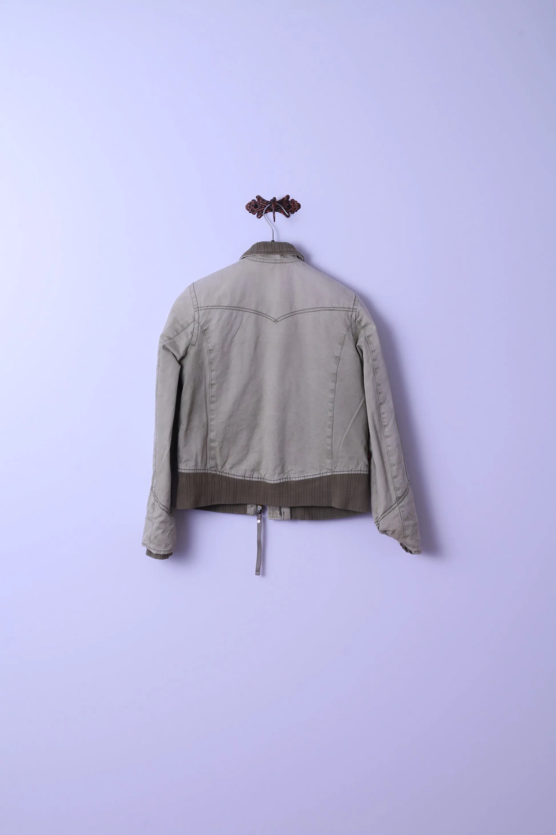 Levi's Womens M Jacket Bomber Khaki Cotton Paded Classic Full Zipper Top