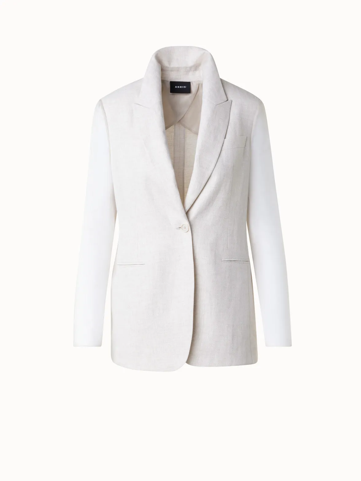 Linen Jacket with Semi-Sheer Organza Sleeves Akris