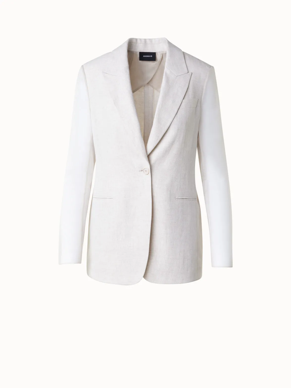Linen Jacket with Semi-Sheer Organza Sleeves Akris