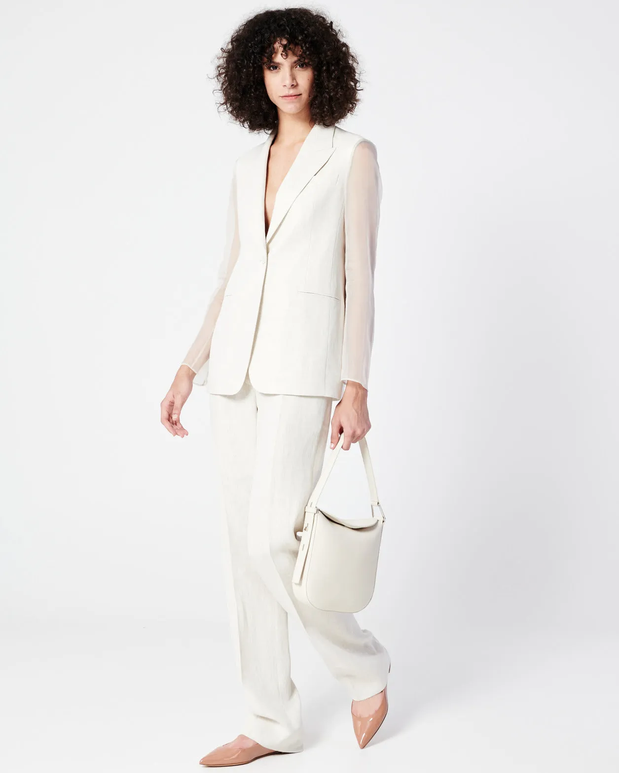 Linen Jacket with Semi-Sheer Organza Sleeves Akris