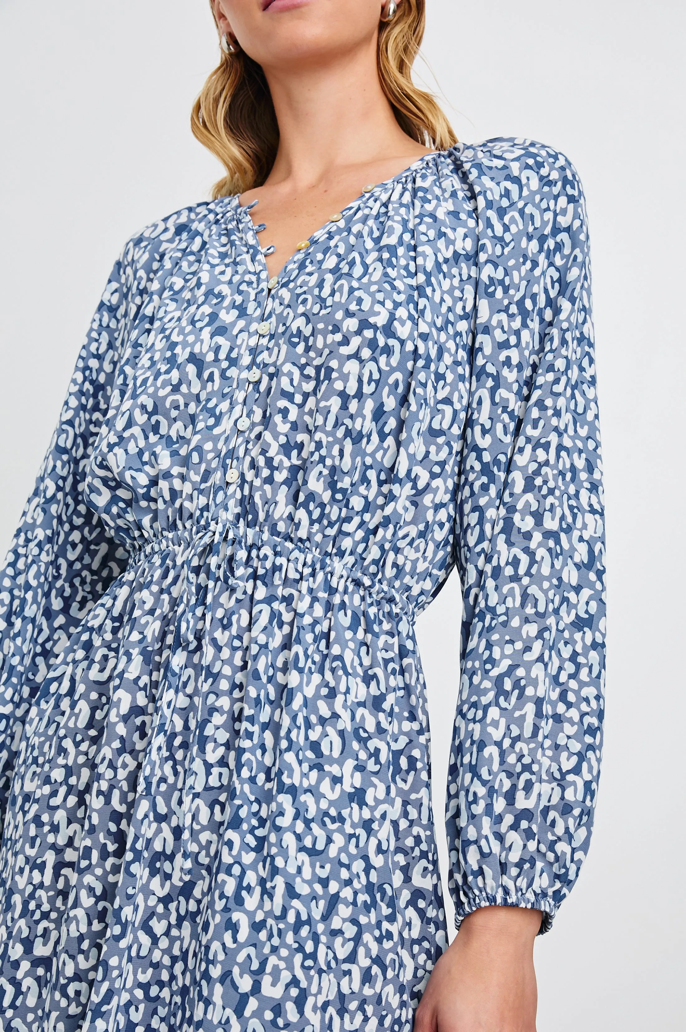 LINNEA DRESS - BLUE MIXED CHEETAH Rails