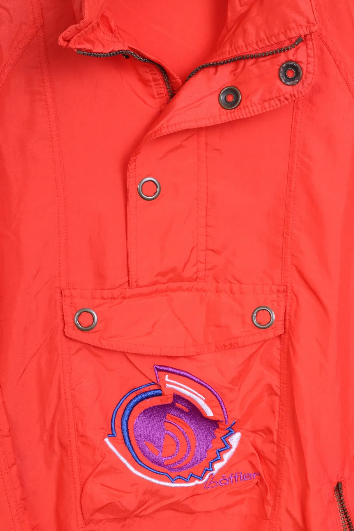 Loffler Mens 48 S Jacket Anorak Orange Nylon Waterproof Kangaroo Pocket Hood