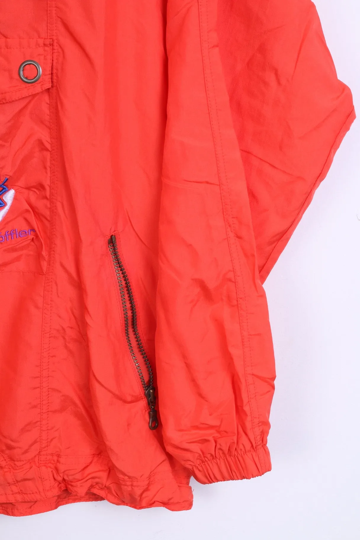 Loffler Mens 48 S Jacket Anorak Orange Nylon Waterproof Kangaroo Pocket Hood