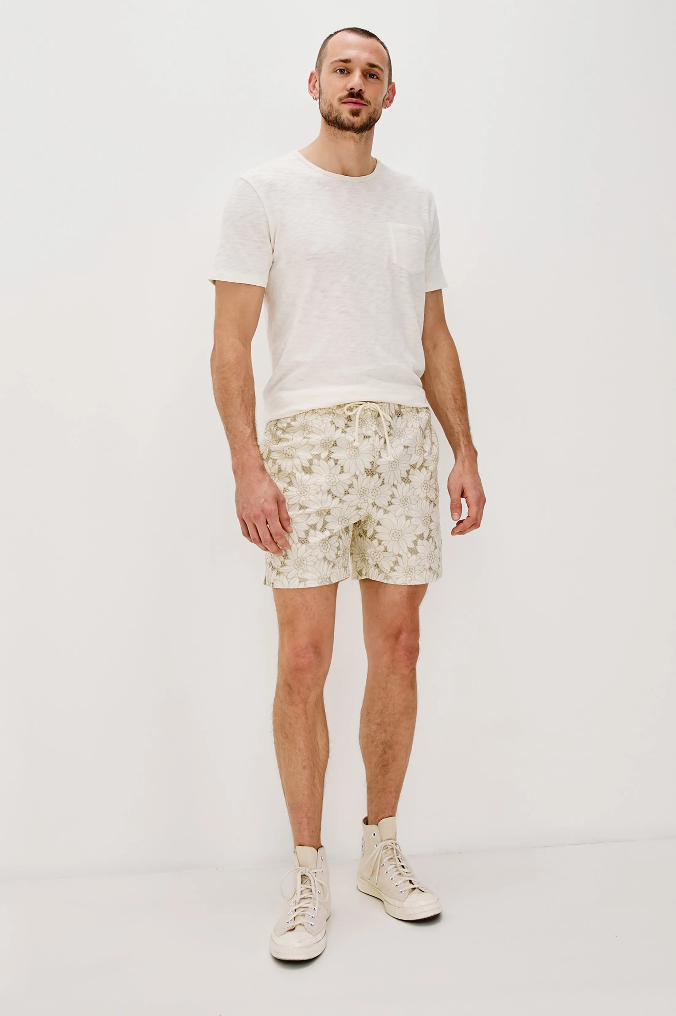 LOGAN SHORT - KHAKI WHITE SUNFLOWER Rails