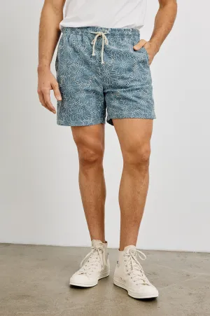 LOGAN SHORT - MULTI BLUE SUNFLOWER Rails