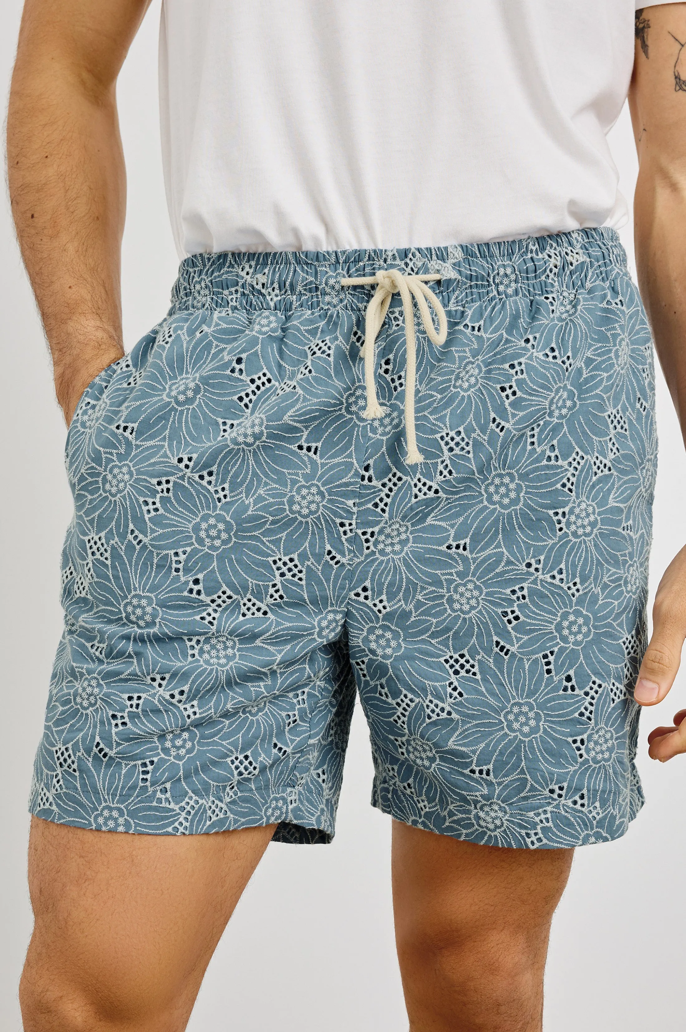 LOGAN SHORT - MULTI BLUE SUNFLOWER Rails