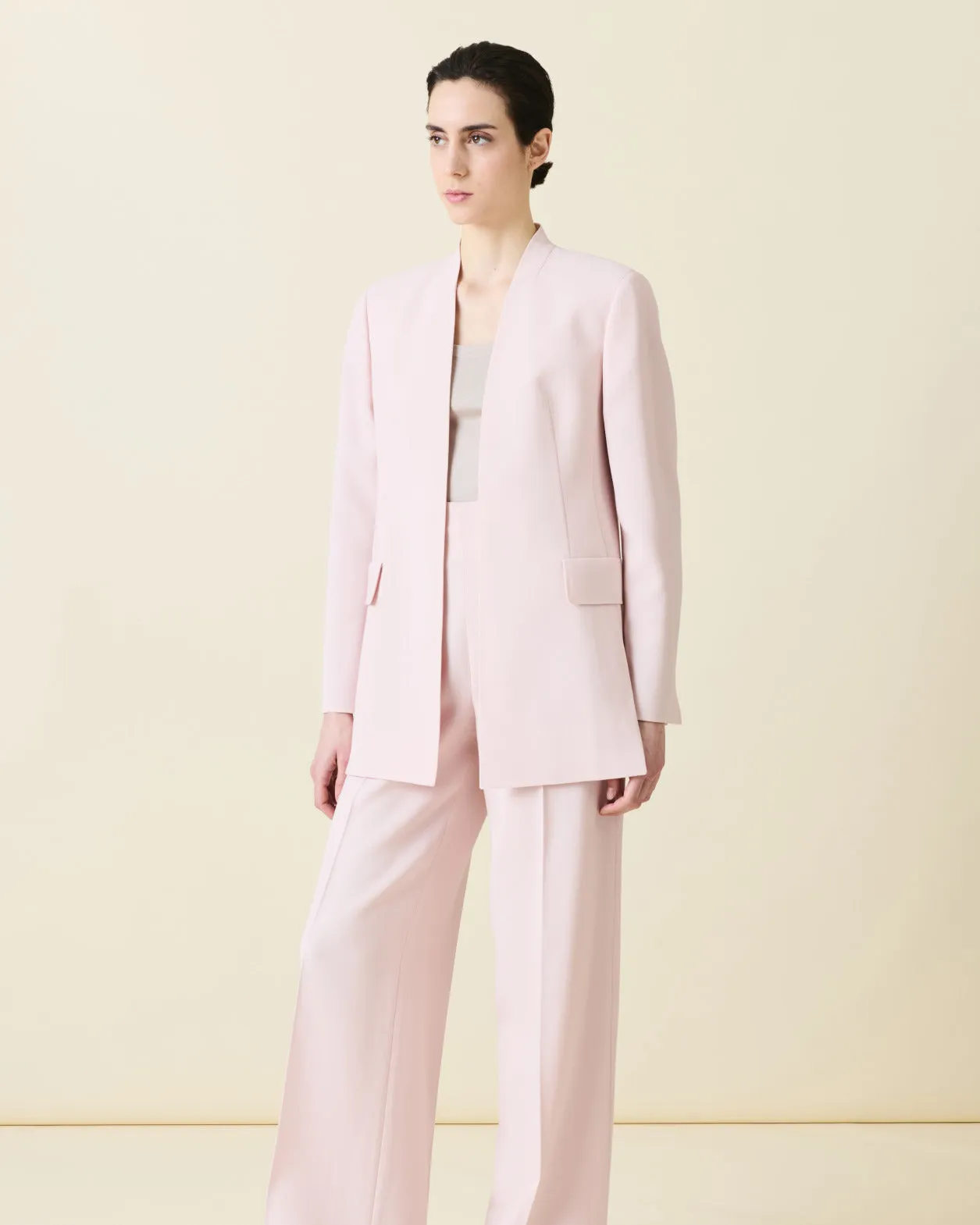 Long Cardigan Style Blazer in Wool Double-Face Akris