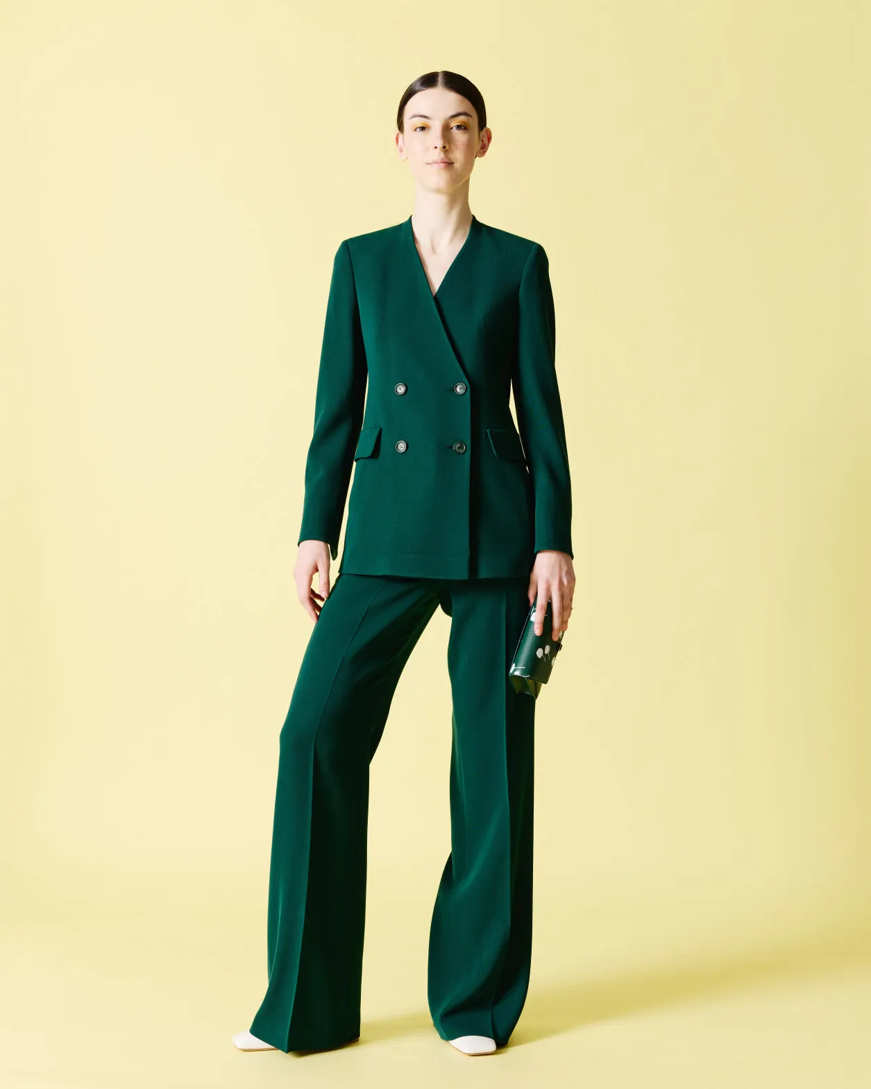 Long Double Breasted Blazer in Wool Akris