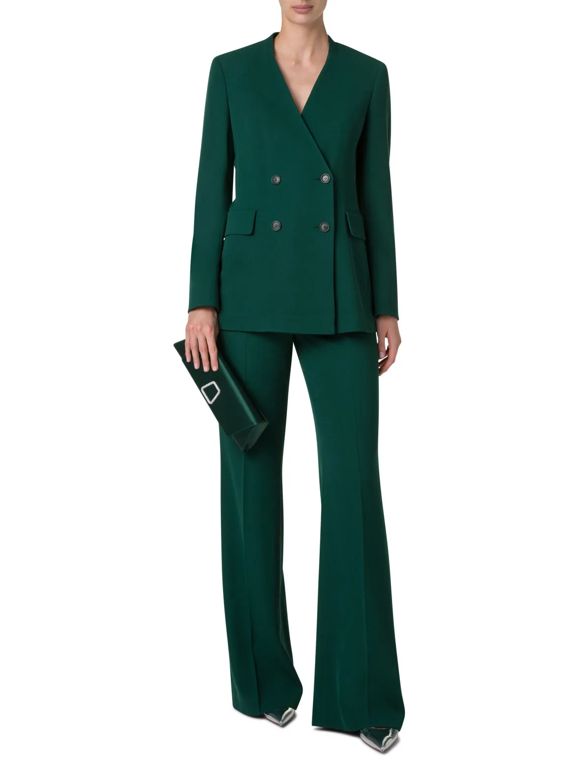 Long Double Breasted Blazer in Wool Akris