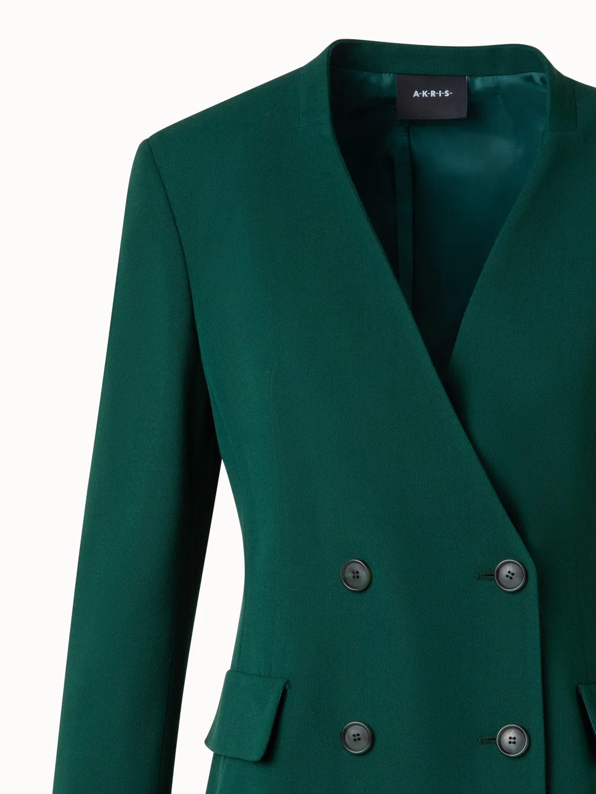 Long Double Breasted Blazer in Wool Akris