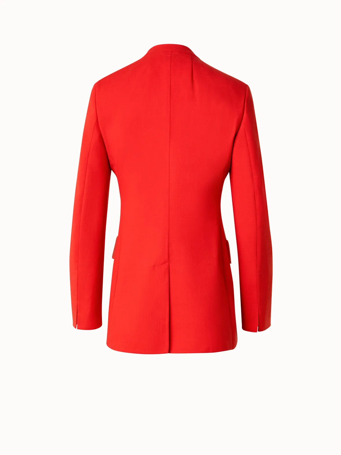 Long Double-Breasted Jacket in Wool Double-Face Akris