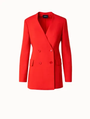 Long Double-Breasted Jacket in Wool Double-Face Akris