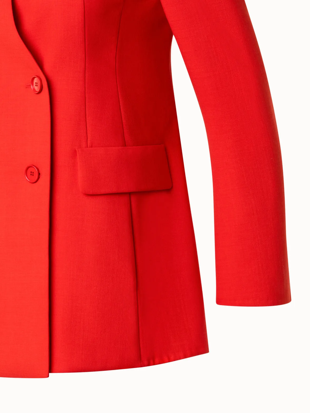 Long Double-Breasted Jacket in Wool Double-Face Akris
