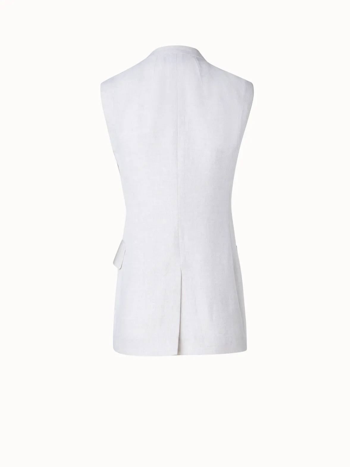 Long Double-Breasted Linen Gilet Akris