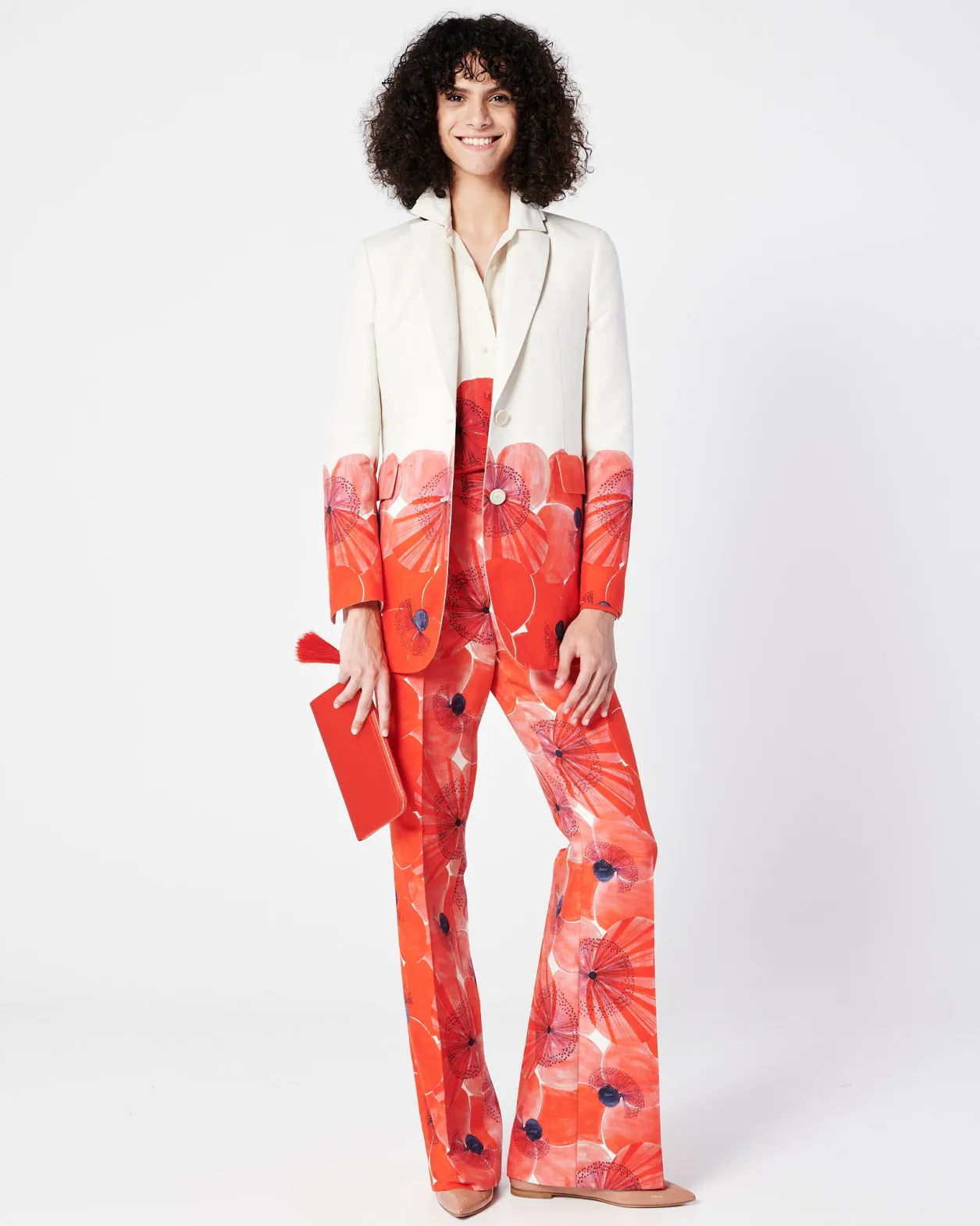Long Double-Face Jacket with Poppy Print Akris