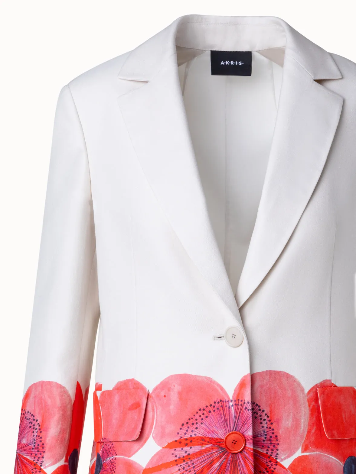 Long Double-Face Jacket with Poppy Print Akris